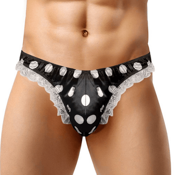Men's Shiny Satin Ruffle Lace Panties / Male High Cut Sissy Underwear Lingerie - EVE's SECRETS